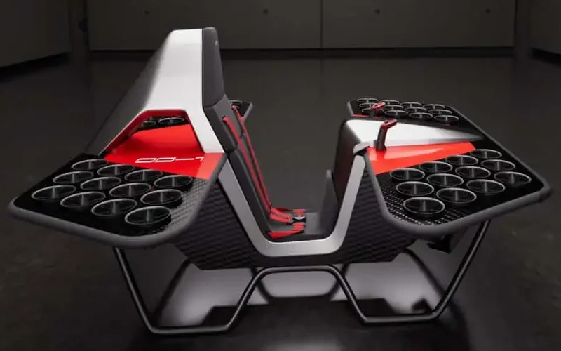 vehicul zburator pe fundal negru